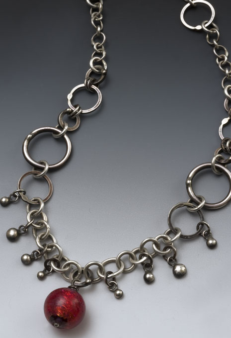 Cherry Ball 2: Necklace with Handmade Chain